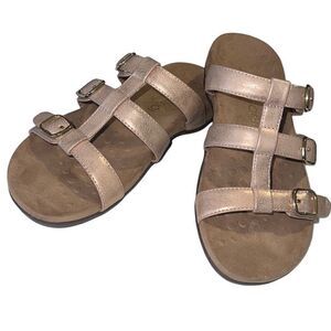 Vionic Misa Rose Gold Triple Adjustable Slip On Sandals Size 7